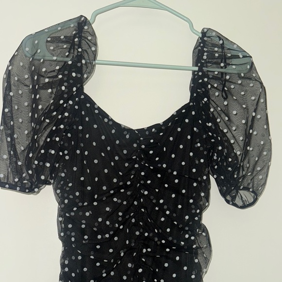Elegant Black Polka Dot Dress - Picture 3 of 4